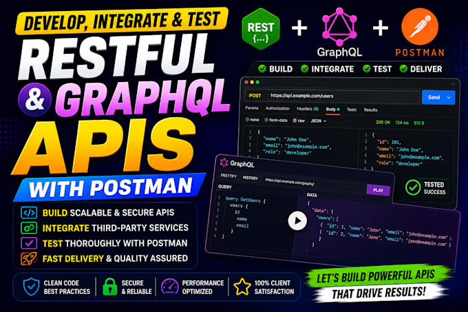 develop, integrate, and test restful and graphql apis with postman