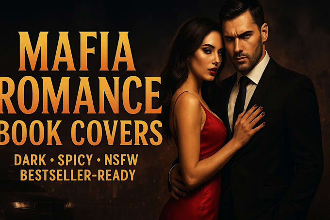 design dark mafia romance book cover with spicy nsfw characters