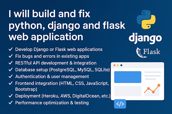 build and fix python, django and flask web application