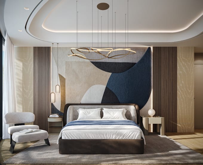 Remodel modern bedroom interior,furniture layout,cgi wall panel,sweet ...