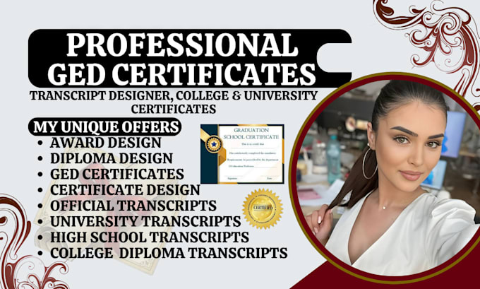 design college, university, high school transcripts, vouchers, ged certificates