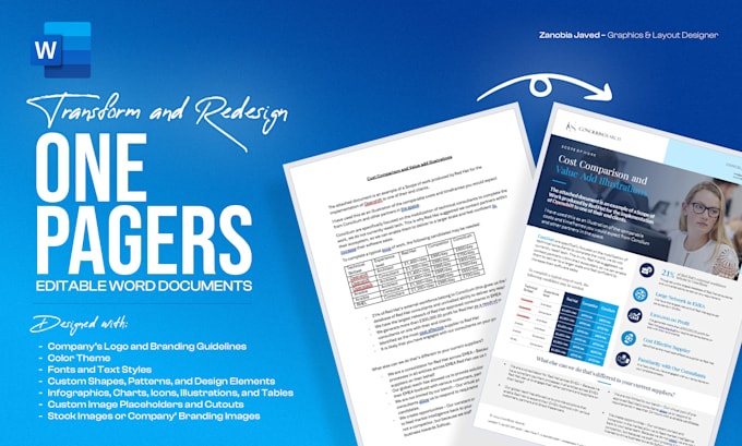 design one pager word documents