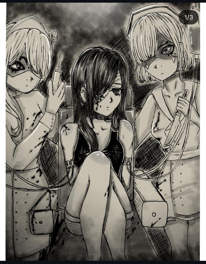 sinister digital horror drawing