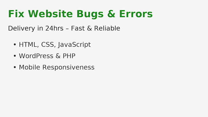fix your website bugs, errors, or issues within 24hrs