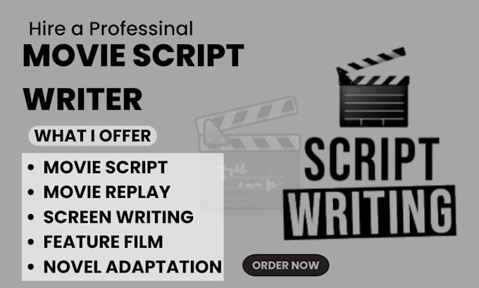 do screen writing for screen play, movie script and comics