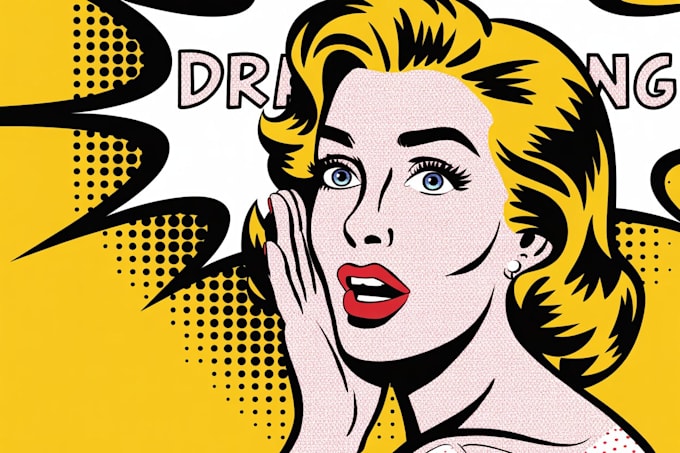 draw a retro pop art roy lichtenstein style