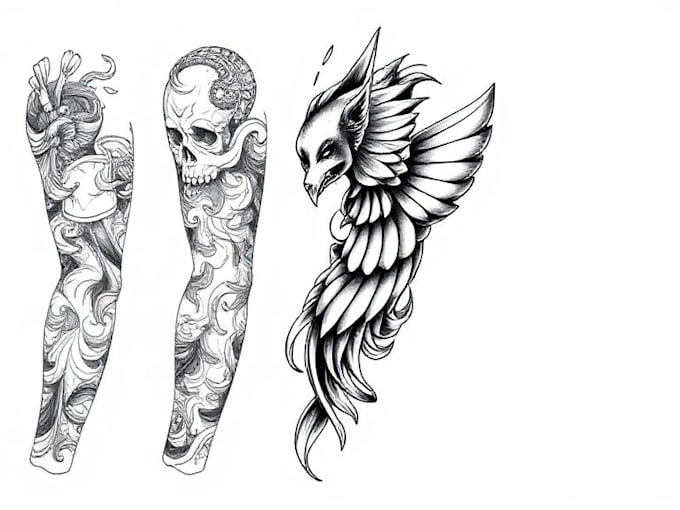 create unique custom tattoo design for you, sleeve tattoo