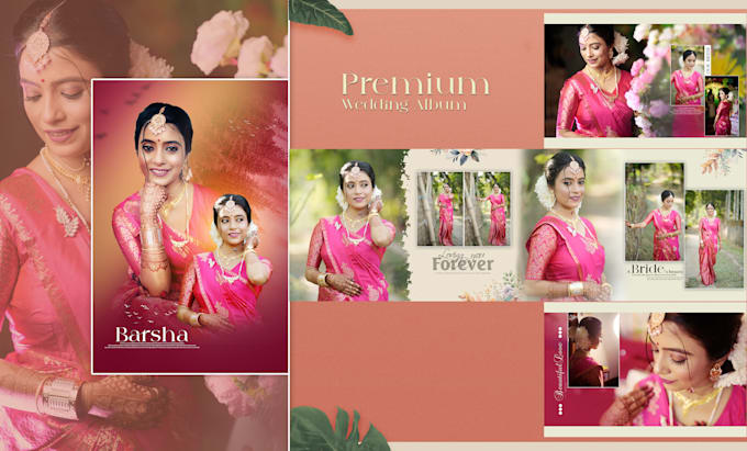 create a luxury wedding album design with stunning layouts