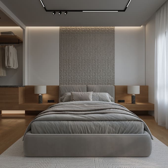 do personalized bedroom interior design realistic 3d rendering
