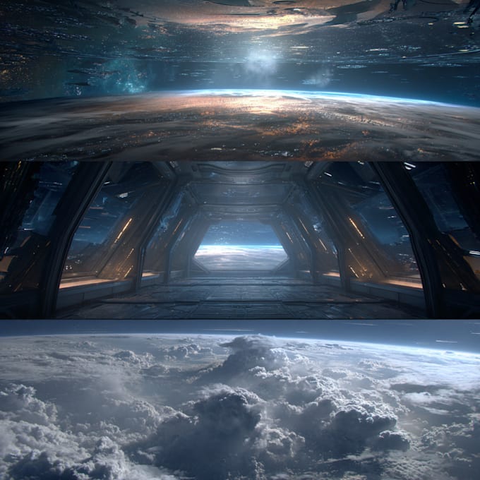 create high quality space art and futuristic space scenes