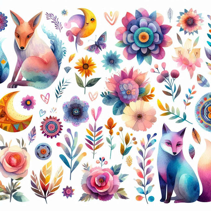 doo an watercolor illustrations and clipart
