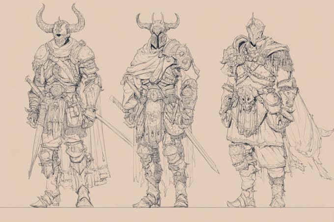 make sketch a concept art and fantasy creature