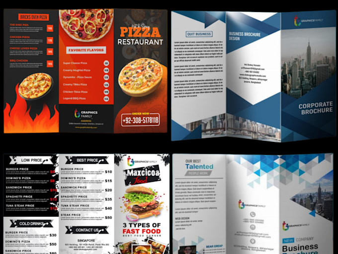 design bi fold tri fold business brochure flyer, leaflet design company brochure