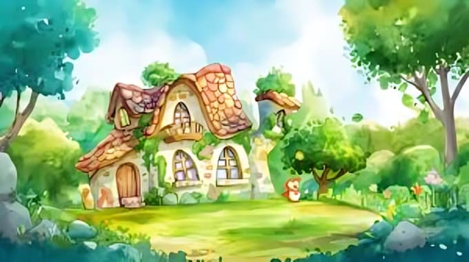 develop beautiful watercolor children book illustration and cover art