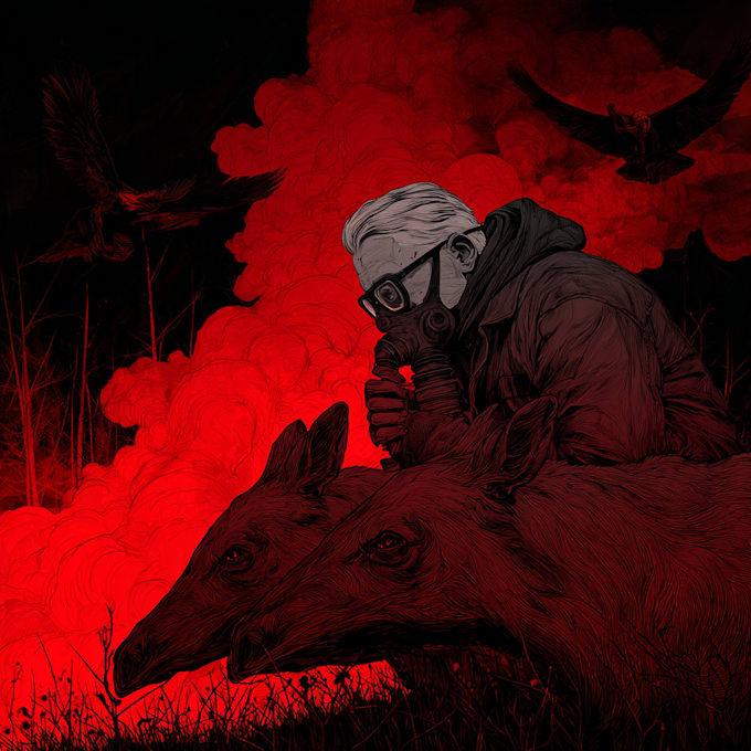make a horror style illustration, artwork, cover