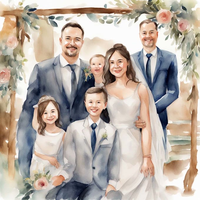 illustrate a romantic family couple portrait