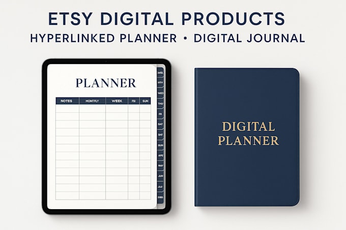 design etsy digital products hyperlinked planner digital journal digital
