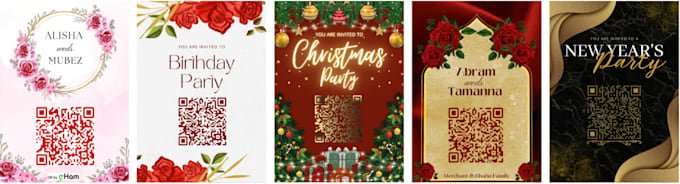 design a digital qr invitation card with ,event image, video, details, map, rsvp