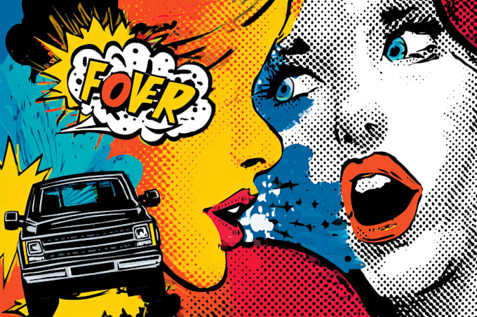 draw a retro pop art roy lichtenstein style