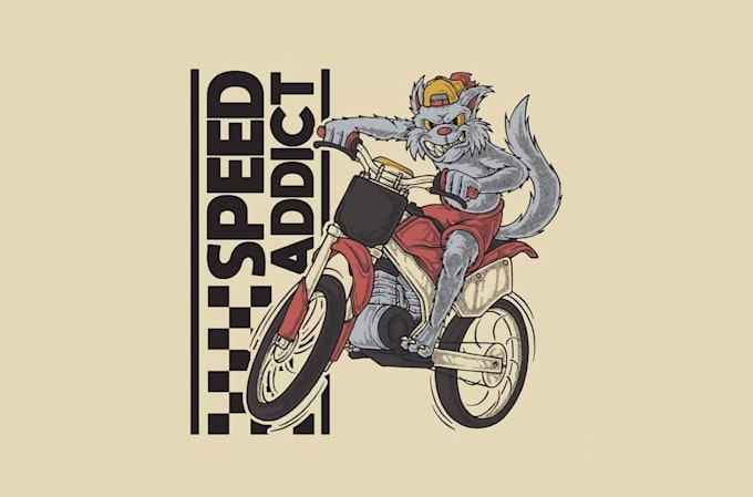 make vintage super moto wolf hyena biker logo illustration