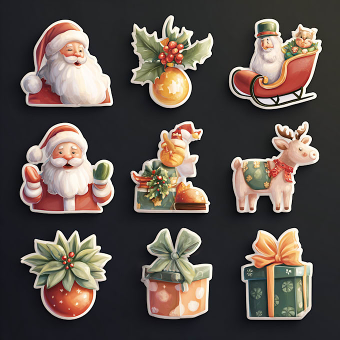 create flat line vector illustration for icons stickers website, christmas them