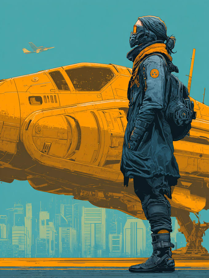 a sci fi character illustration or sci fi character