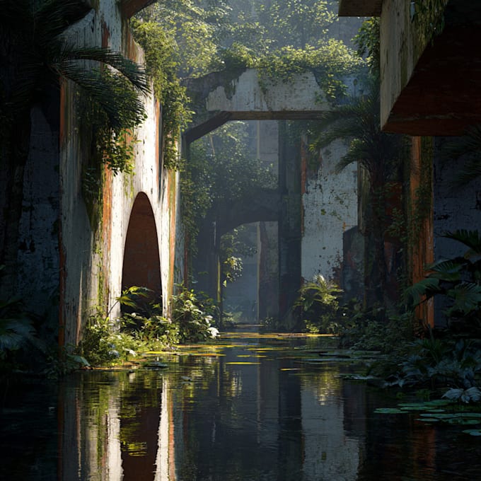 do a creative photorealistic environmental concept art