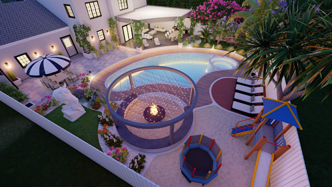 do backyard design, landscape design,patio,front yard, 3d modeling