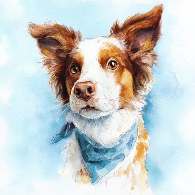 Do custom watercolor pet portrait, dog portrait cat portrait by ...