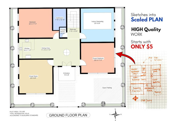 draw detailed 2d floor plans under 6 hours