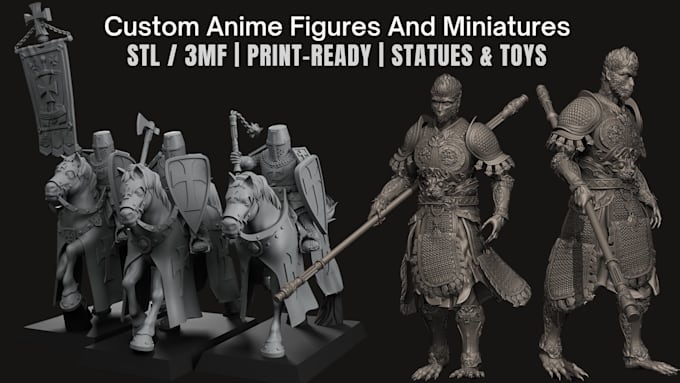 create custom 3d model anime figure 3d statue 3d miniature toys for 3d printing