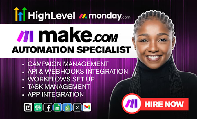 set up make com automations gohighlevel zapier made com monday CRM
