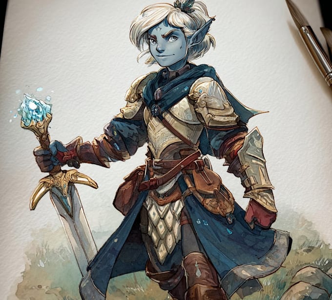 illustrate watercolor dnd party design
