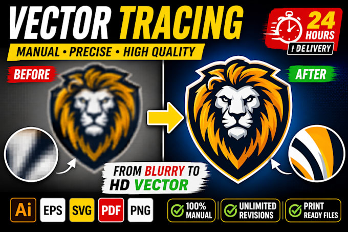 manually redraw, vector trace and recreate logo in ai eps svg