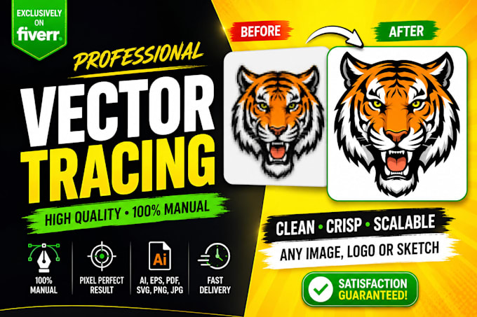 manually vector trace, redraw logo, image to vector in ai eps svg