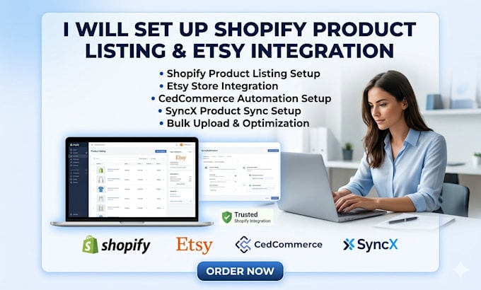 setup shopify store product listing syncx etsy integration cedcommerce website