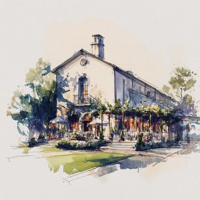 draw watercolor wedding venue
