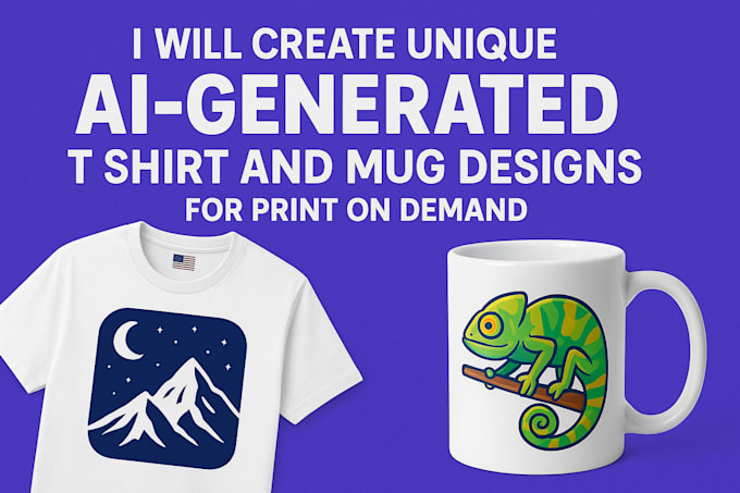 create unique ai generated t shirt and mug designs for print on demand