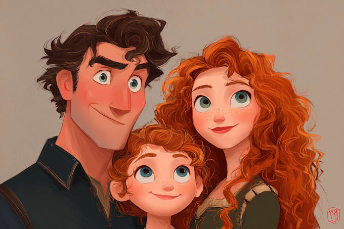 design a professional disney family portrait