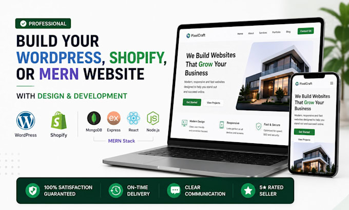 build your wordpress, shopify, or mern website with design and development