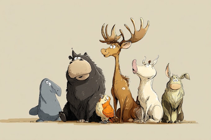 draw animals cartoon illustration