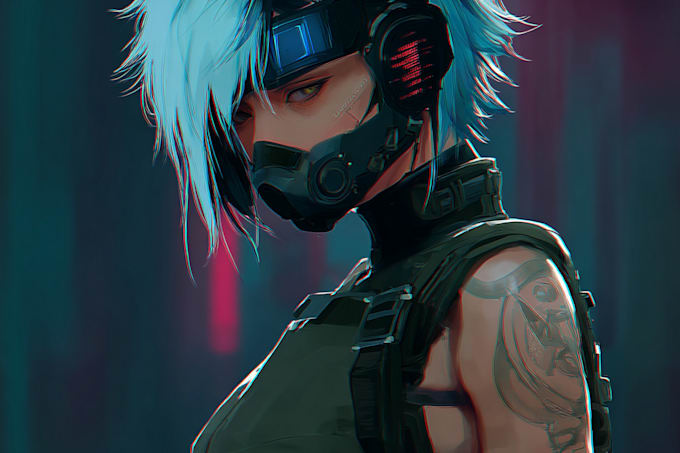 do a anime character , cyberpunk character