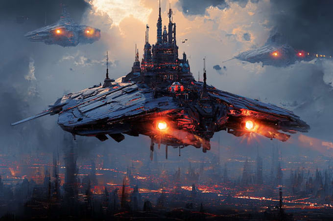 draw a sci fi spaceship art