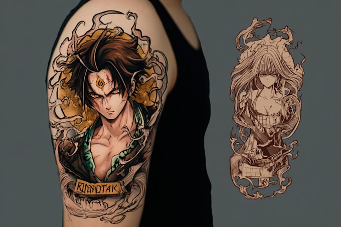 make custom anime manga tattoo design