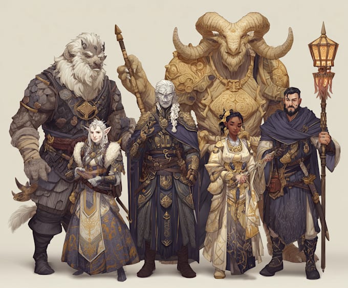 create a custom dnd party character illustrations