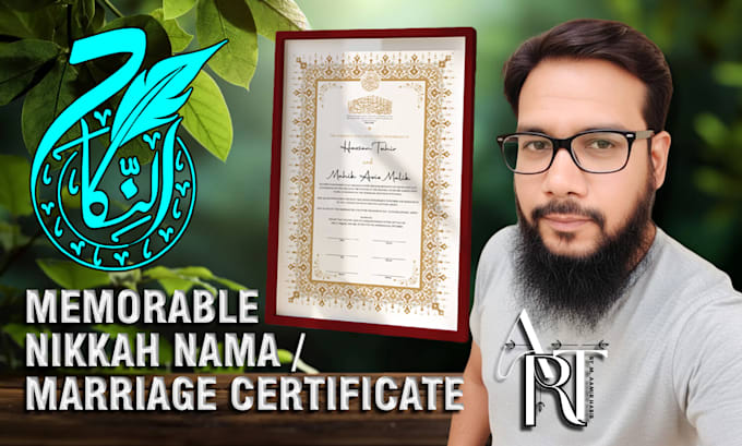 design elegant marriage certificate, nikkah nama