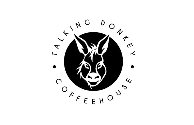 design funny yet donkey coffee house logo