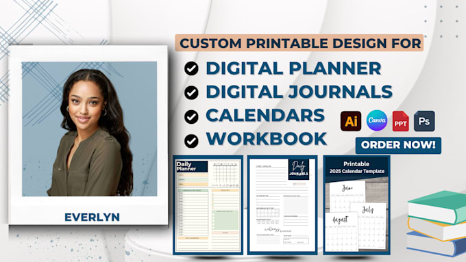 Design custom printable planner, journal, workbook, and digital planner ...