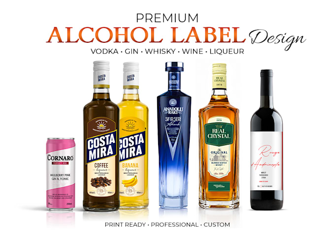 design a premium alcohol, liqueur, wine or spirits label