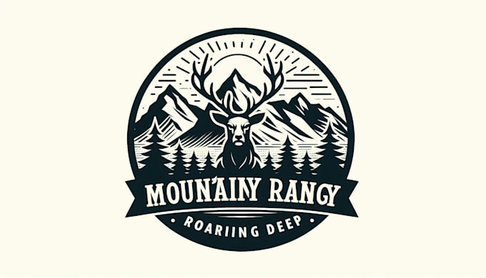 design mountain range roaring deer logo with new concepts